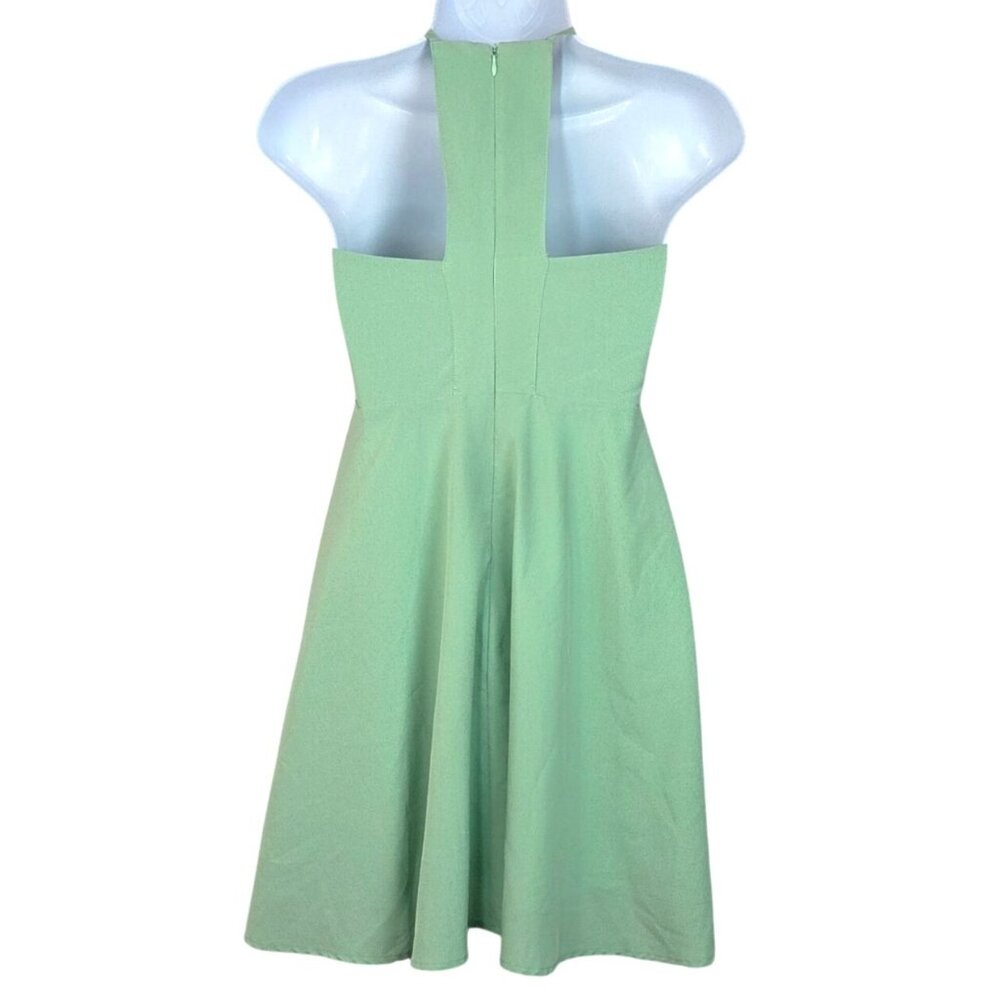 Lulus Mint Green Halter Front Cutout Back Skater Dress Size M - Picture 3 of 6